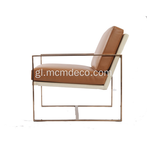 Sillón moderno Angles de coiro auténtico